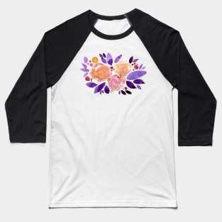 Watercolor flower bouquet - orange and purple Baseball T-Shirt